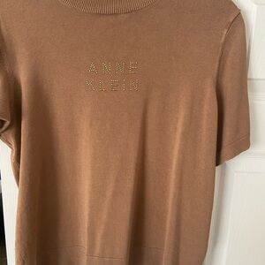 Anne Klein Brown Short Sleeve Sweater